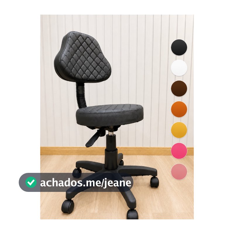 Cadeira Mocho C/ Encosto Estofado p/ Tatuagem Tatoo Estética Dentista Manicure Podologa