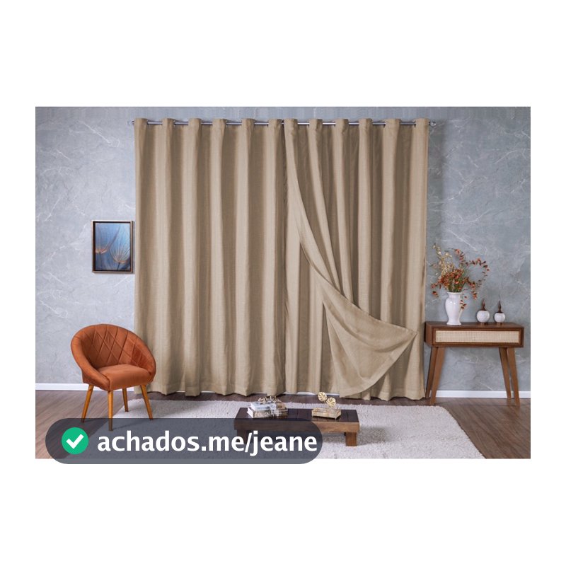 Cortina Voil Gaze De Linho 4,00 x 2,30/ 2,40/ 2,50/2,60/2,70/2,80 c/Forro de Microfibra