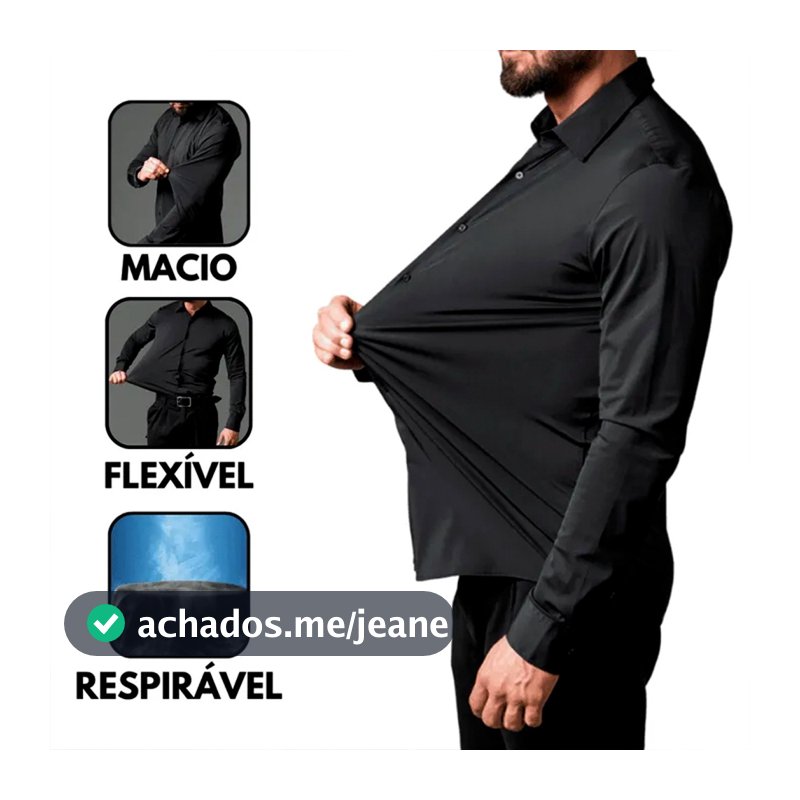 Camisa Social Tecnológica Slim Fit Anti-Transpirante Ante Odor E Não Amassa - Não é Poliéster