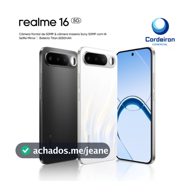 Smartphone Celular Realme 16 5g 256gb 12gb Ram Dual Sim Câmera De 50mp Espelho para Selfies Bateria 6550mah