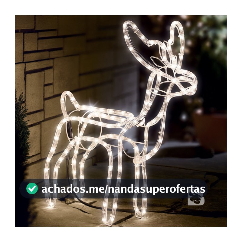 Armação Rena Macho de Led Média Enfeite Decoração Natal Linda para Jardim Pisca Pisca 127v ou 220v