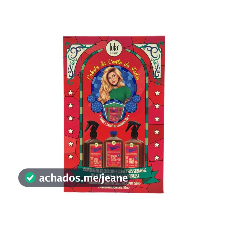 Kit Box Rapunzel Lola Cosmetics - Sh 250ml, Milk Spray 250ml, Tônico 250ml e Sachê Masc 30g