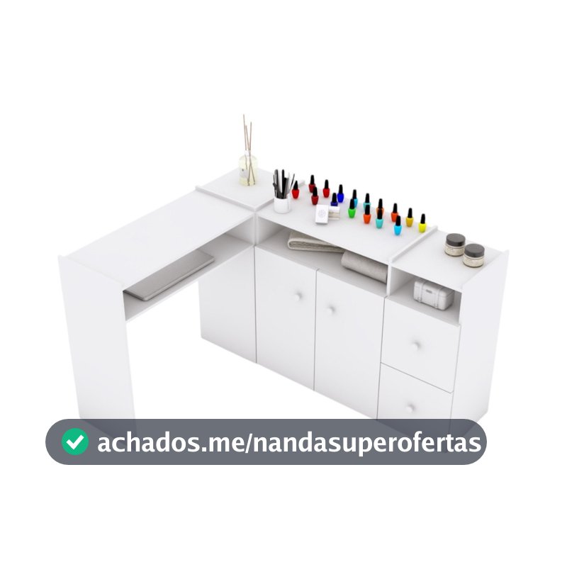 Mesa Para Manicure L 4 Portas Completa Nail Designer Salão de Beleza Cabeleireiro