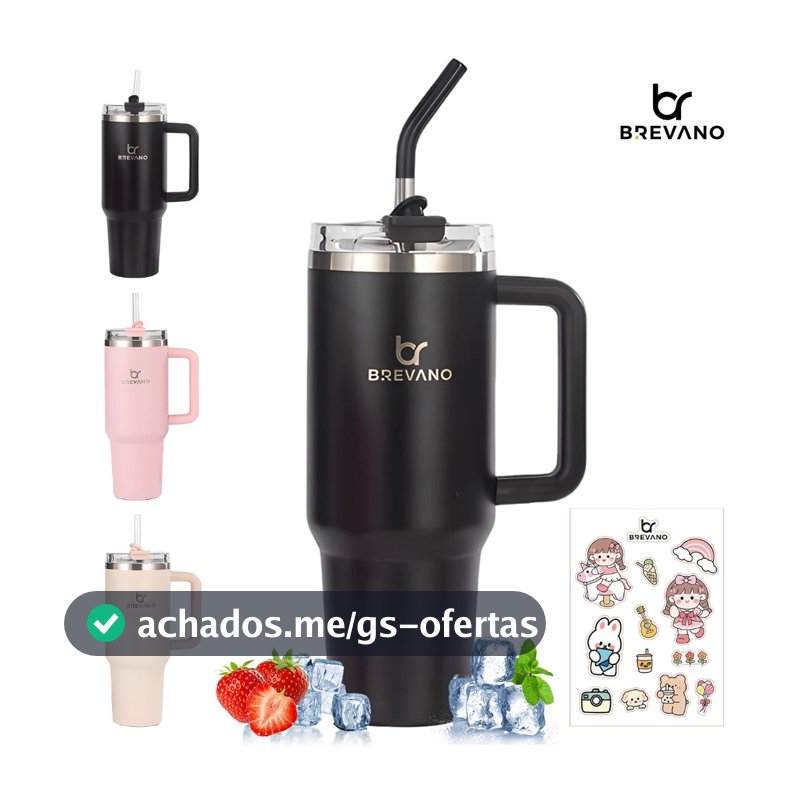 Copo Térmico Grande de Aço Inox 1.2l/1200ml com Tampa Canudo e Alça Garrafa Térmica Quente ou Gelado