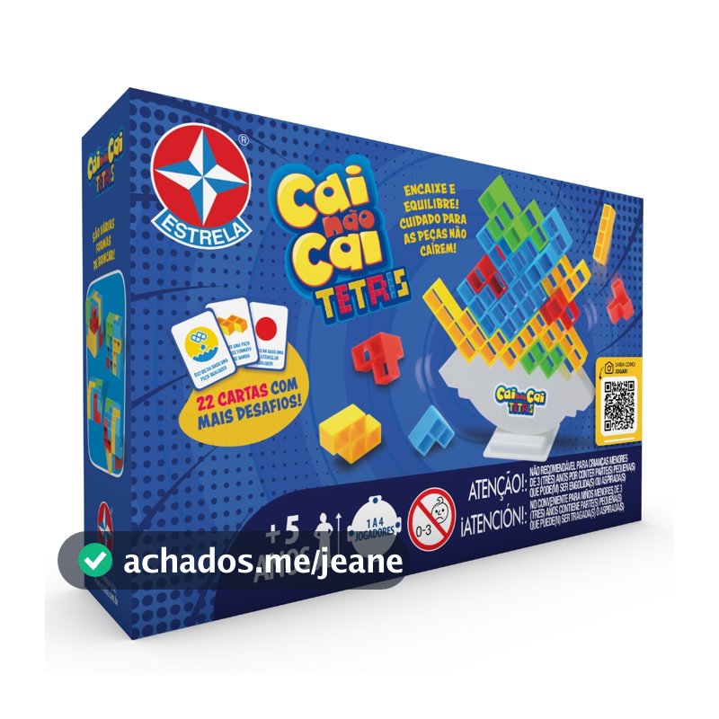 JOGO CAI NÃO CAI TETRIS ESTRELA BRINQUEDO CRIANÇA MESA DIVERSÃO 22 CARTAS PEÇAS FICHAS TABULEIRO