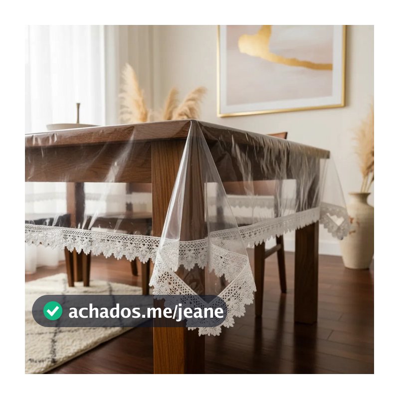 Toalha de Mesa de Plástico Transparente Impermeável Com Bordado Guipir