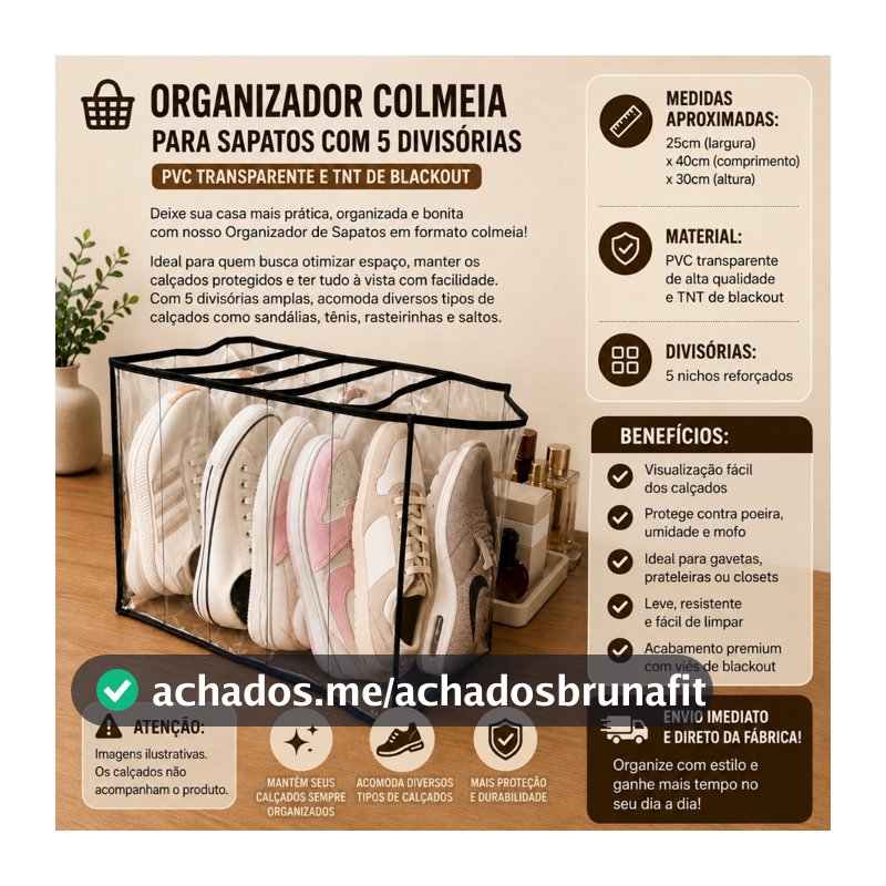 Sapateira Organizadora de Sapatos Tênis chinelo rasteirinha Kit com 2 Colmeias 10 espaços para organizar sapatos