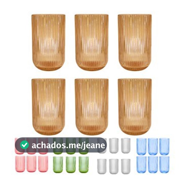 Conjunto com 6 Unidades de Copo Canelado Versalhes de Vidro 460ml