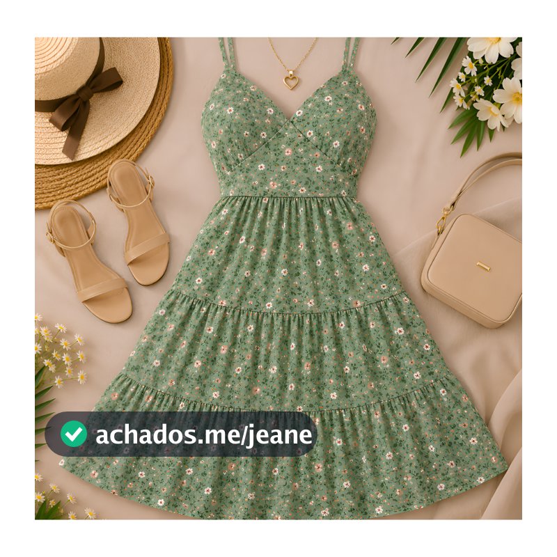Vestido Feminino  Curto elegante Floral  com Bojo, Elastex nas Costas, Alças Reguláveis e Babados verão