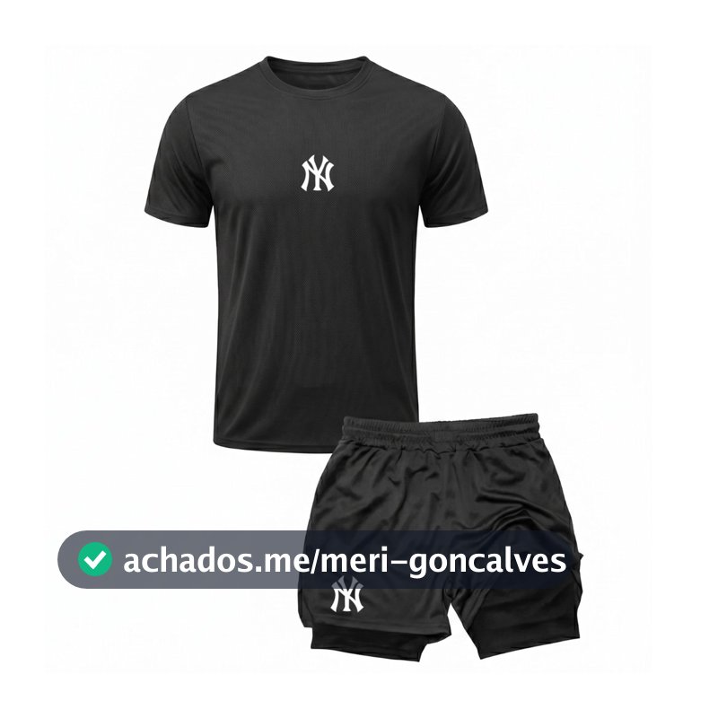 Conjunto Academia Esportivo Camiseta Dry Fit + Short 2 Em 1 Símbolo Ny