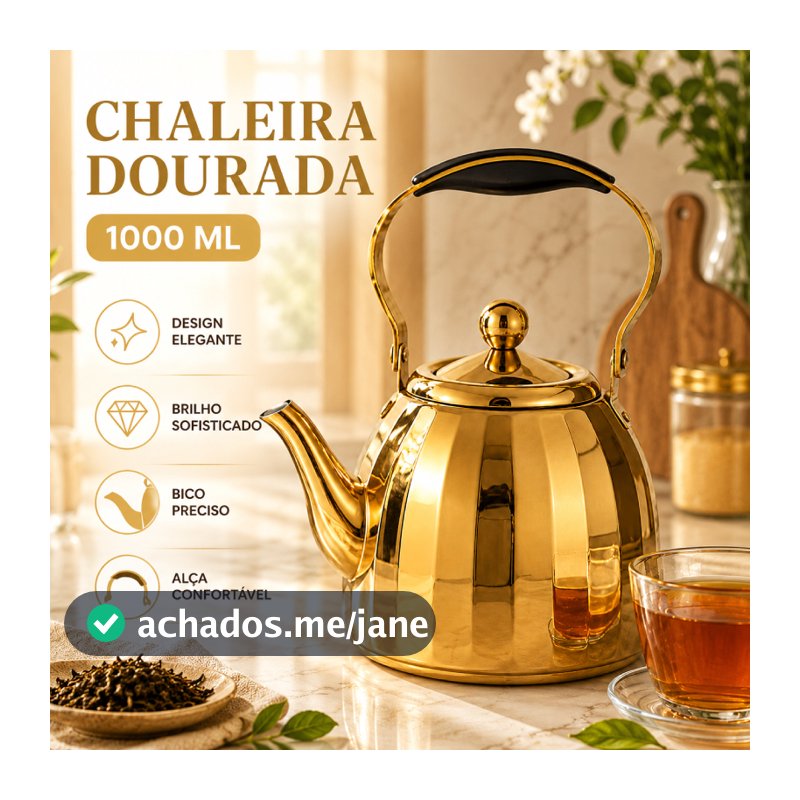 Chaleira aço Inoxidavel 1000ML Indução e Gás – Chaleira Elegante para Chá / Café, com Infusor