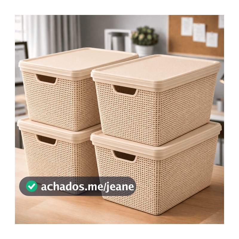 Kit 4 Caixas Organizadoras 22 Litros Banheiro Cozinha Com Tampa em Promoção