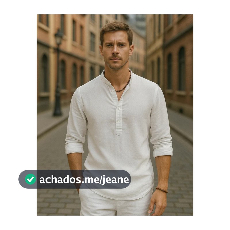 Camisa Social Linho Tipo Bata Masculina  Slim - Estilo Moderno e Elegante Casamento Praia Batizado