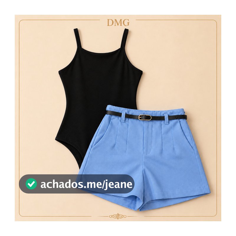 Conjunto Body Alcinha Short Alfaiataria Com Cinto Cintura Alta Elegante 2026