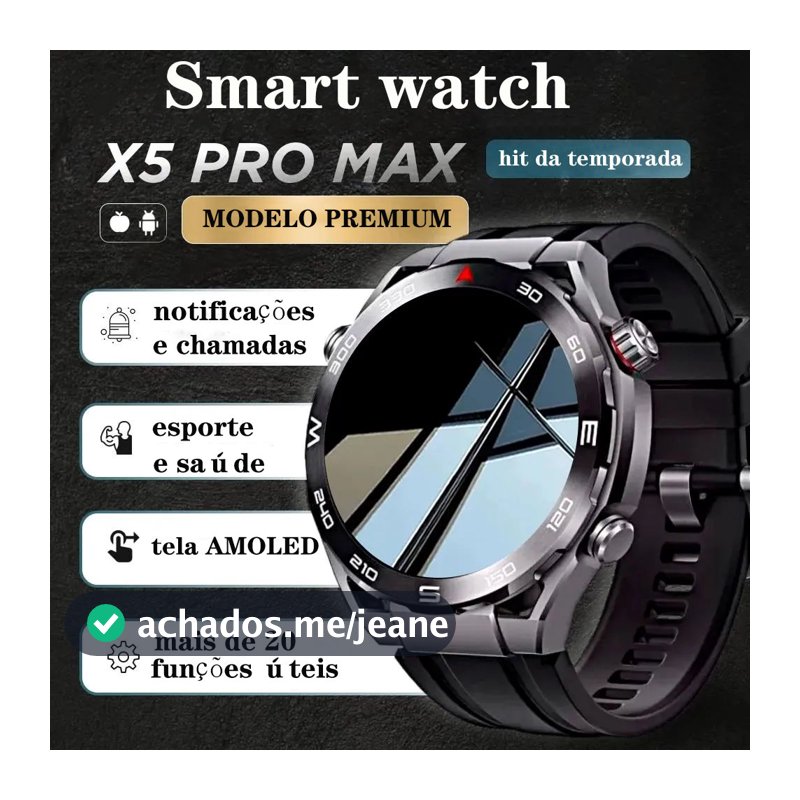 Novo X5 PRO MAX SmartWatch: Chamada Bluetooth, À Prova de Água, Compatível Android e iOS, Design Redondo