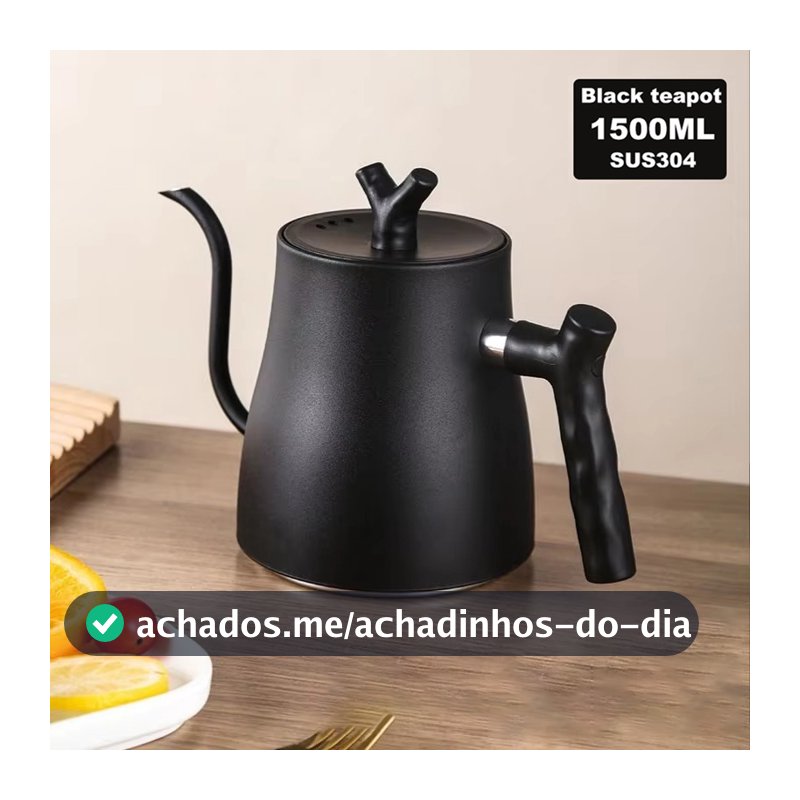 Chaleira Bico Fino Inox Escovado Café e Chá 1,5 Litros Bonita e Elegante Bico de Ganso