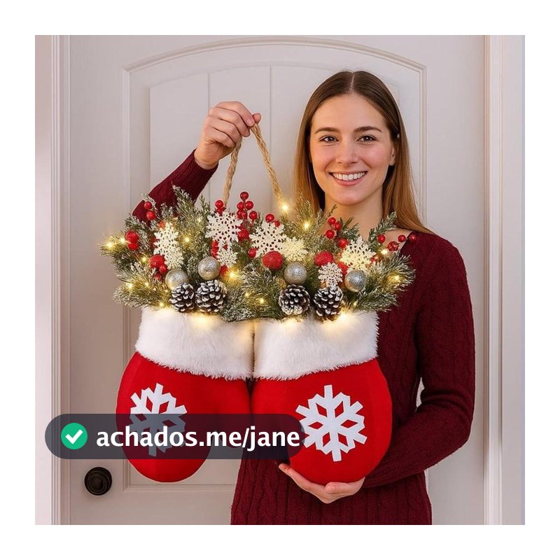 Guirlanda De Natal Com Luzes LED Pinhas De Frutas Vermelhas Para Porta Da Frente Decorações De Férias Janela De Fazenda