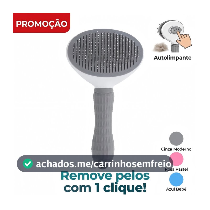 Escova Removedora Rasqueadeira Tira Pelos Automatica Pets Cachorros Gatos