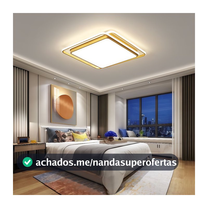 Luminária de LED de Sobrepor Quadrado Bivolt 3 Cores Com Luz Central Dupla Lustre de teto