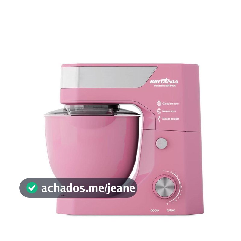 Batedeira Planetária Britânia BBPE02A 5L 900W 12 Velocidades Rosa 220V