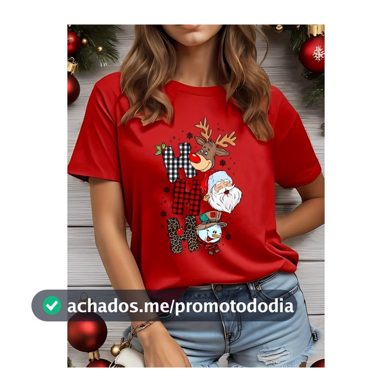 T-shirt de Natal Feminina Roupas de Natal, T-shirt de Natal para Mulheres t-shirt de Natal