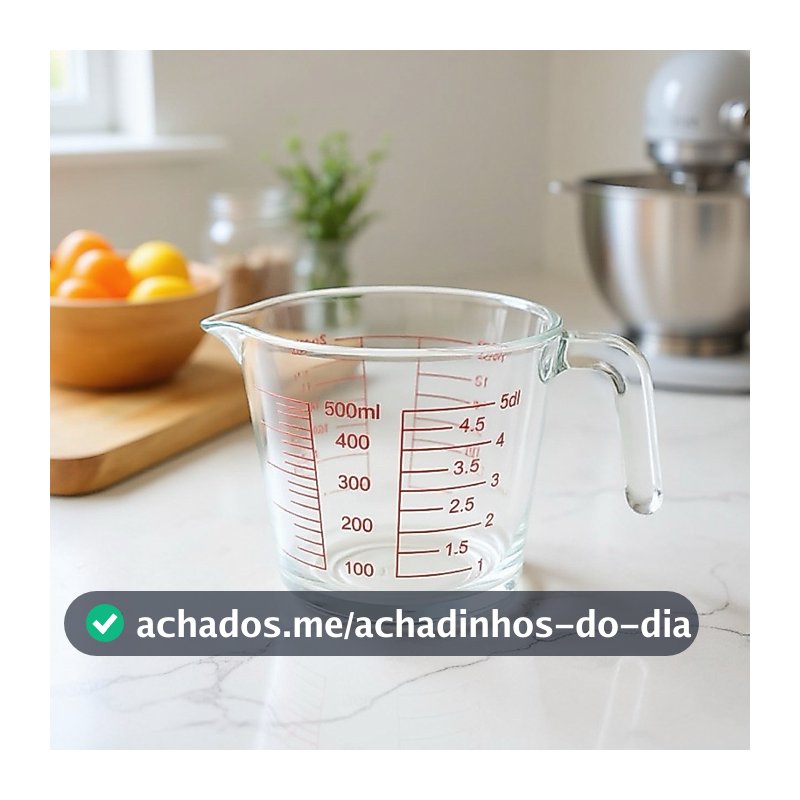 Jarra Medidora De Vidro 500ml com Alça Para Receitas Resistente