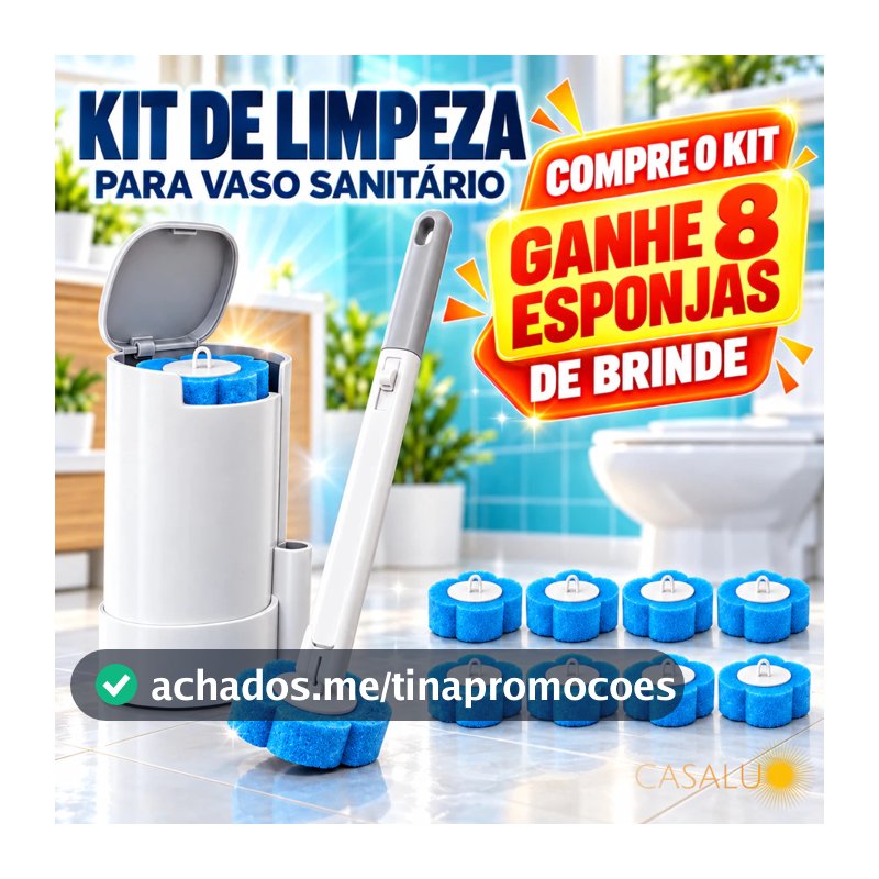 Escova Descartável Com 8 Esponja Para Vaso Sanitário e Parede Banheiro Kit Escova Para Lavabo