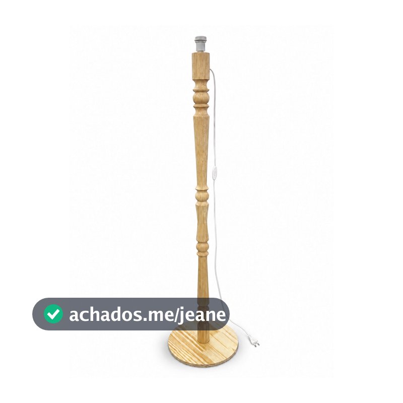 Abajur de chão - em madeira pinus natural para sala, quarto, COM fiação e SEM cúpula .