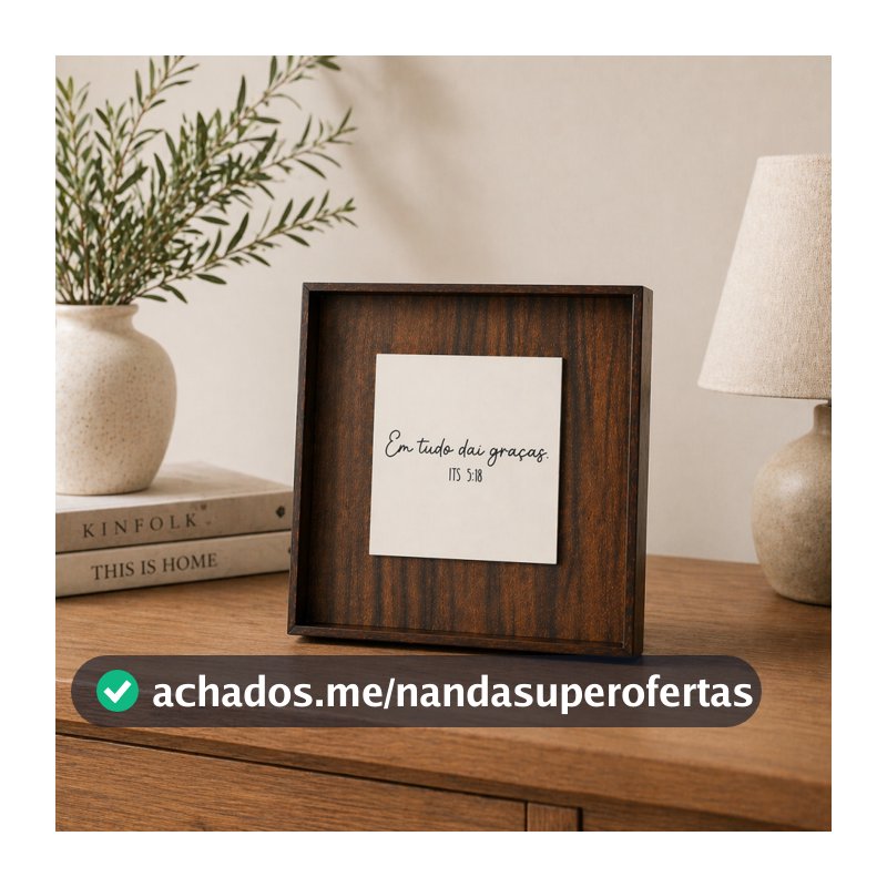 Quadro Decorativo em MDF Quadrado com Placa Gravada com Frase religiosa Sala Quarto Casa e Decoração