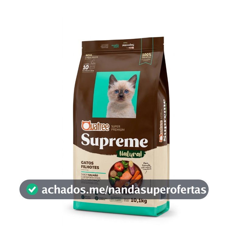 Ração Gatos Filhotes Quatree Supreme Salmão E Batata Doce 10kg Crescimento Saudável