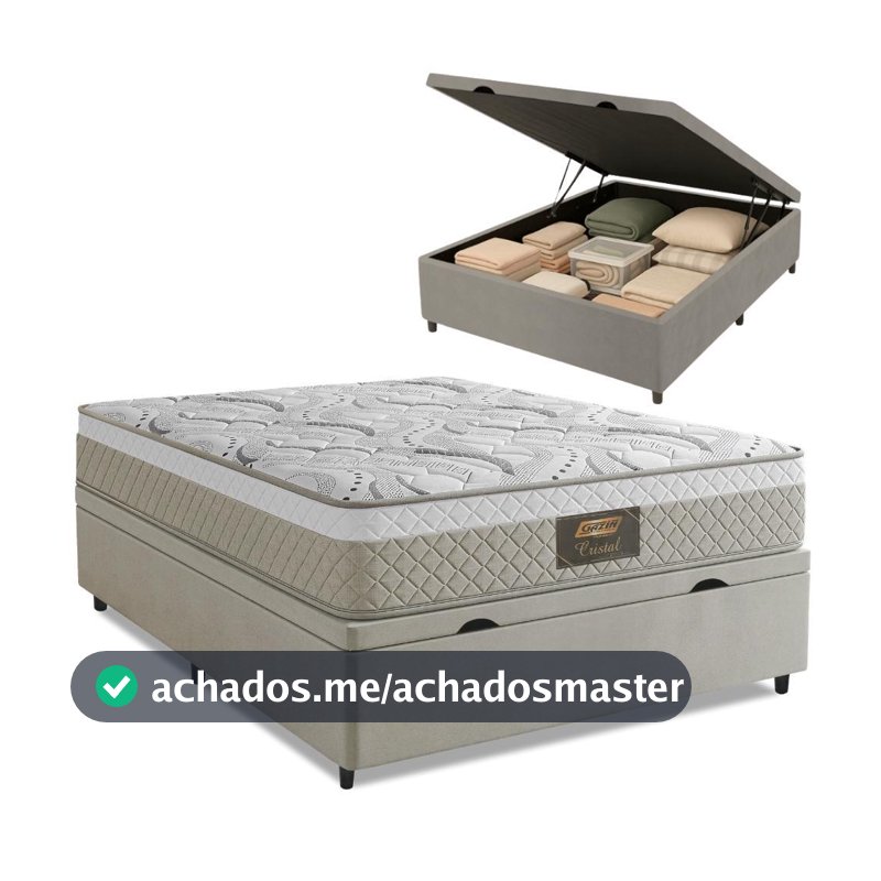 Cama Box Baú Casal Cristal Molas Ensacadas 138x188x64cm