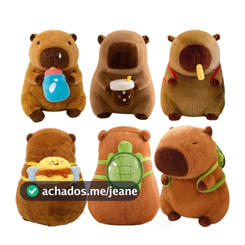 23CM Pelúcia Capivara de Pelúcia Grande com Mochila de Tartaruga Capybara Filó Fofa Grande Variações Divertidas presente