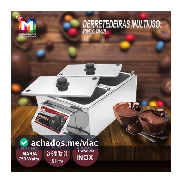 Derretedeira Chocolate Multiuso Cm-5l/2 - Inovamaq - 2 cubas