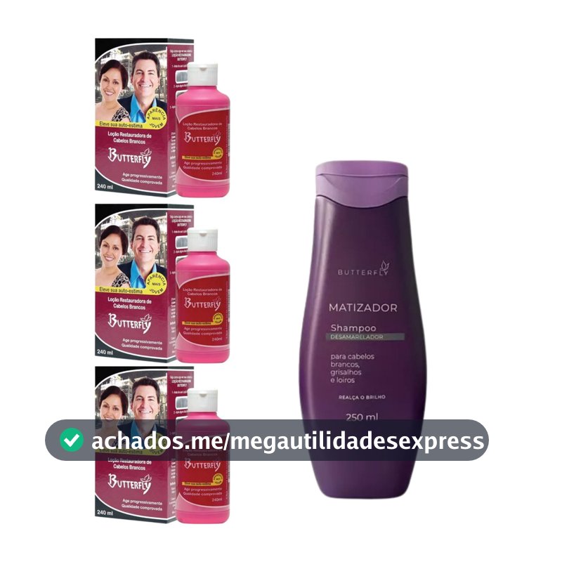 Kit 3 Loção Restauradora + 1 Shampoo Desamarelador - Butterfly
