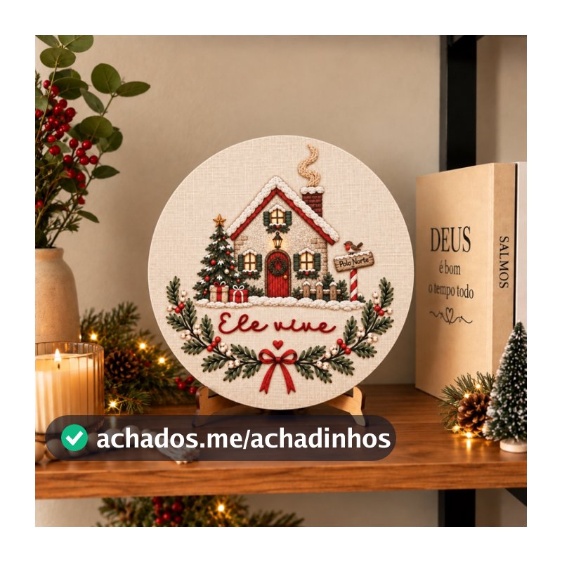 Enfeite Decorativo Natalino Ele Vive Feliz Natal Acrílico e Mdf Religioso Sala Mesa Posta