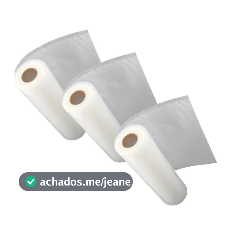 Kit 1/3/5 Rolos Saco 25cmX5m Embalagem Ranhuras P/Seladora A Vácuo Bobina Transparente Reforçada