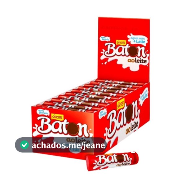 Chocolate Baton Ao Leite Garoto C/30 Unidades 16g ou 15 unidades de 16g | Display 480g