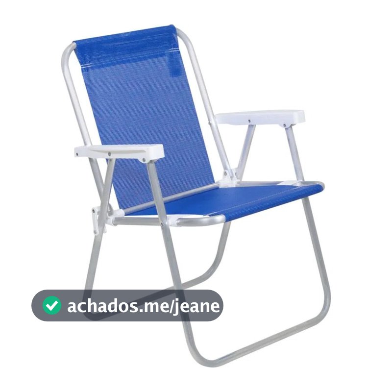 Cadeira de Praia Alta Lazy Alumínio Bel Azul Camping Dobrável Conforto Resistente - 023502