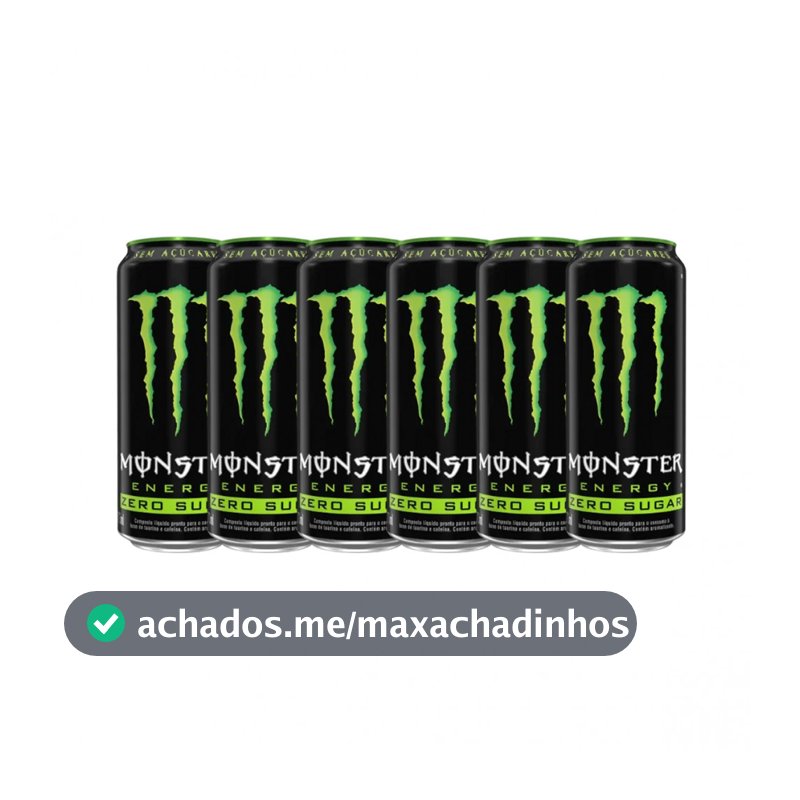 Kit com 6 Energético Zero Açúcar Monster 473ml