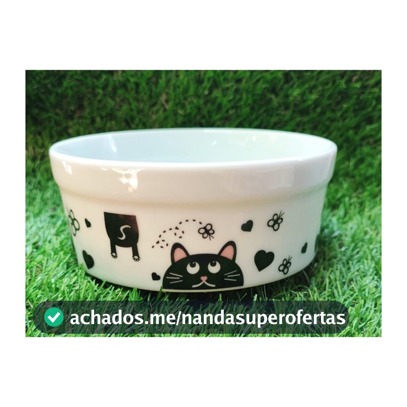 Comedouro Para Felinos Porcelana 330ml Super Decoração Para Pet e Roedores