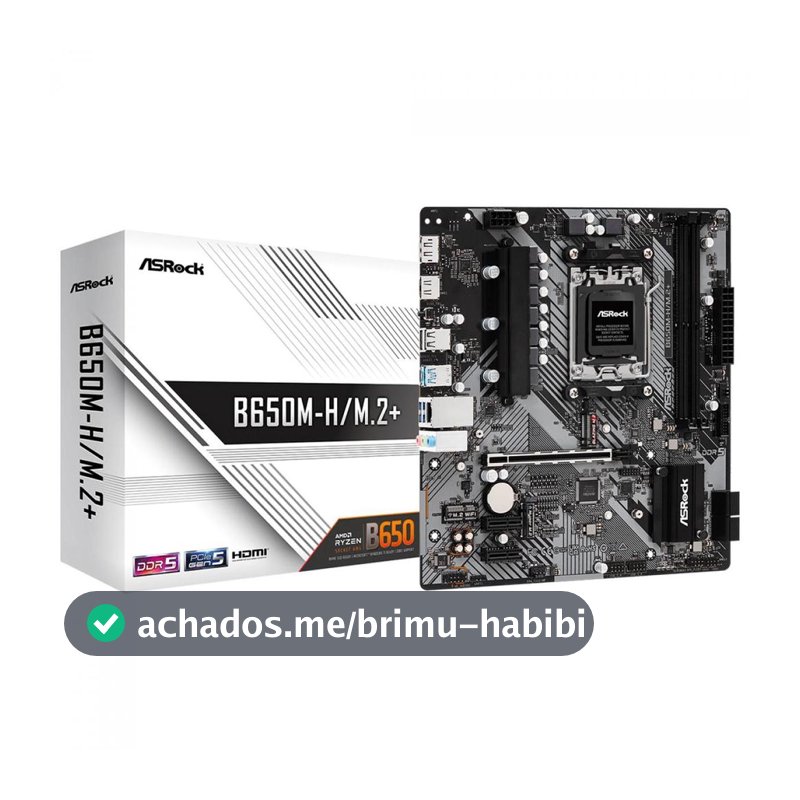 Placa Mãe ASRock B650M-H/M.2+, Chipset B650, AMD AM5, mATX, DDR5