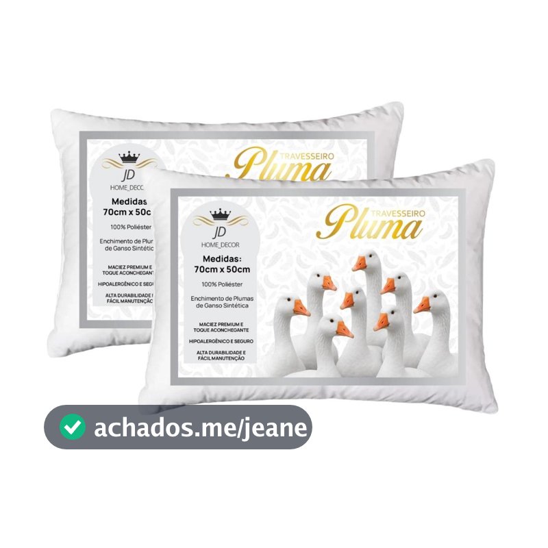 Travesseiro Avulso ou Kit 2, 3 e 4 Pluma de Ganso Sintética 50x70 Macio Antialérgico Premium