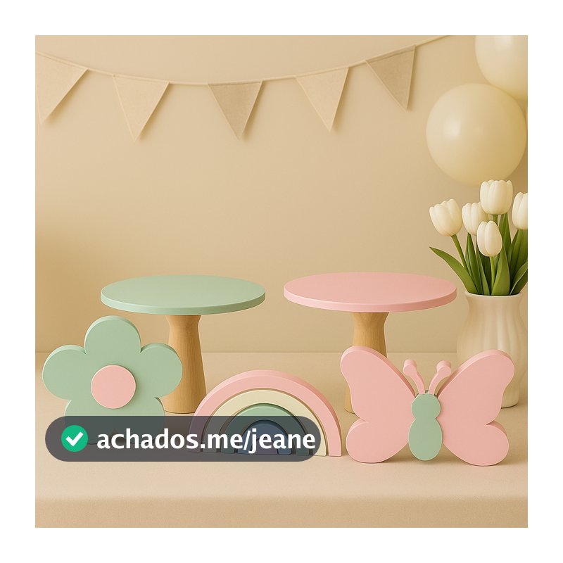 kit Boleiras em mdf decorado festa  + 1 totem 3d diversas cores e modelos