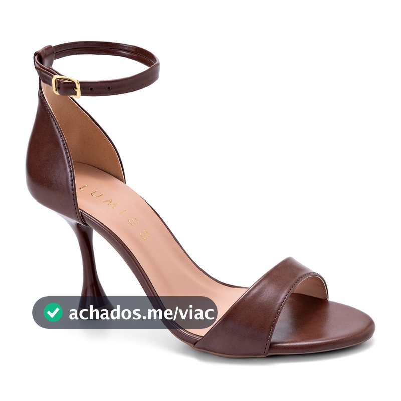 Sandália Feminina Lumiss Salto Alto Fino Bico Redondo Elegante Confortável Fivela