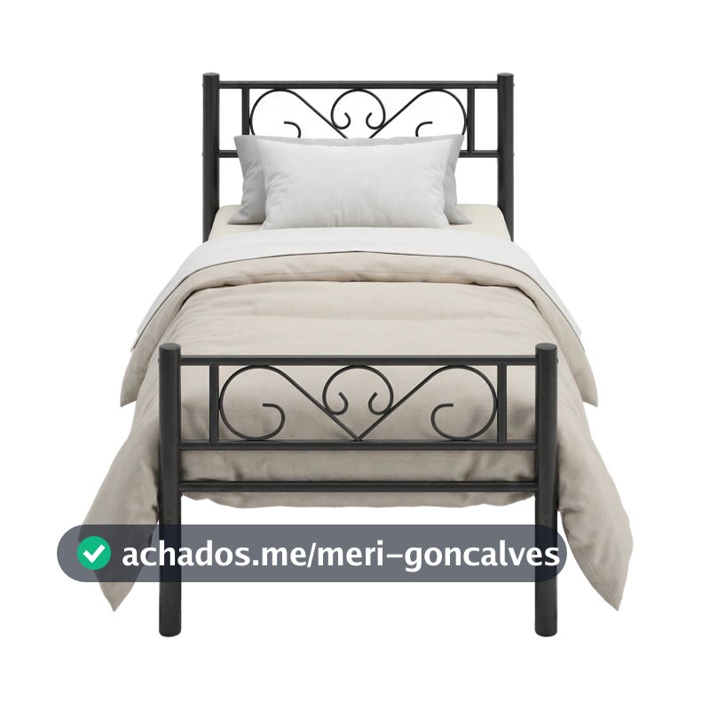 SONGMICS Estrutura de cama de solteiro de metal, fácil montagem, para quarto de hóspedes, colchão 90 x 190 cm, preto
