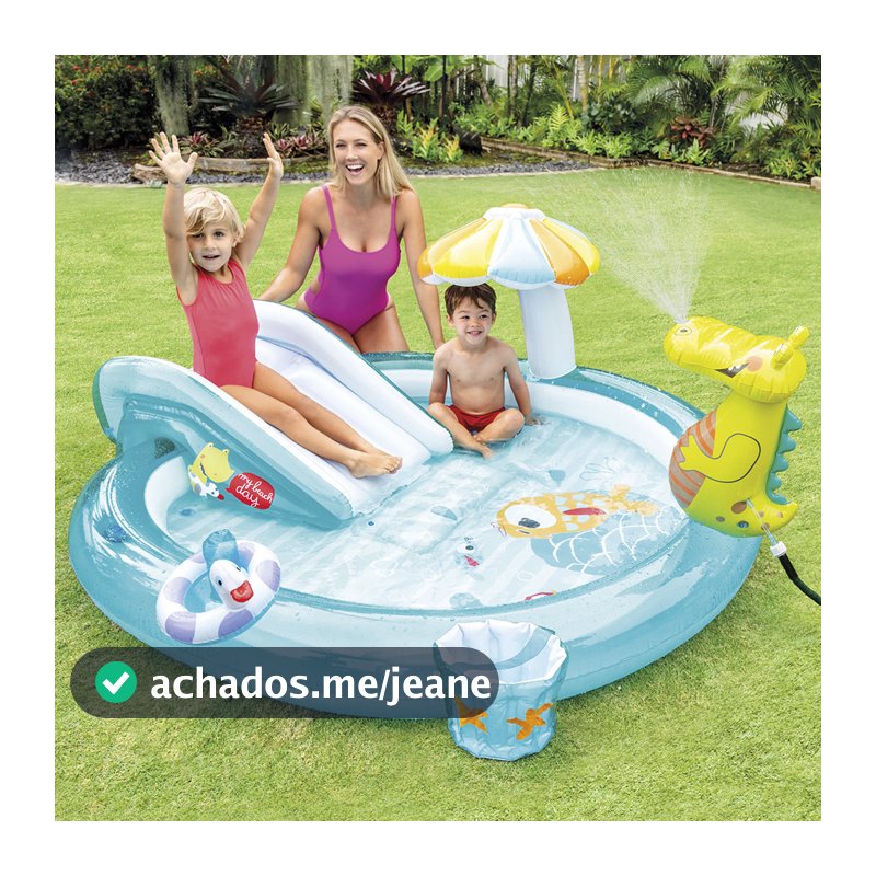 Piscina Infantil Playground Jacaré Esguicha Água Inflável 160 Litros - Intex