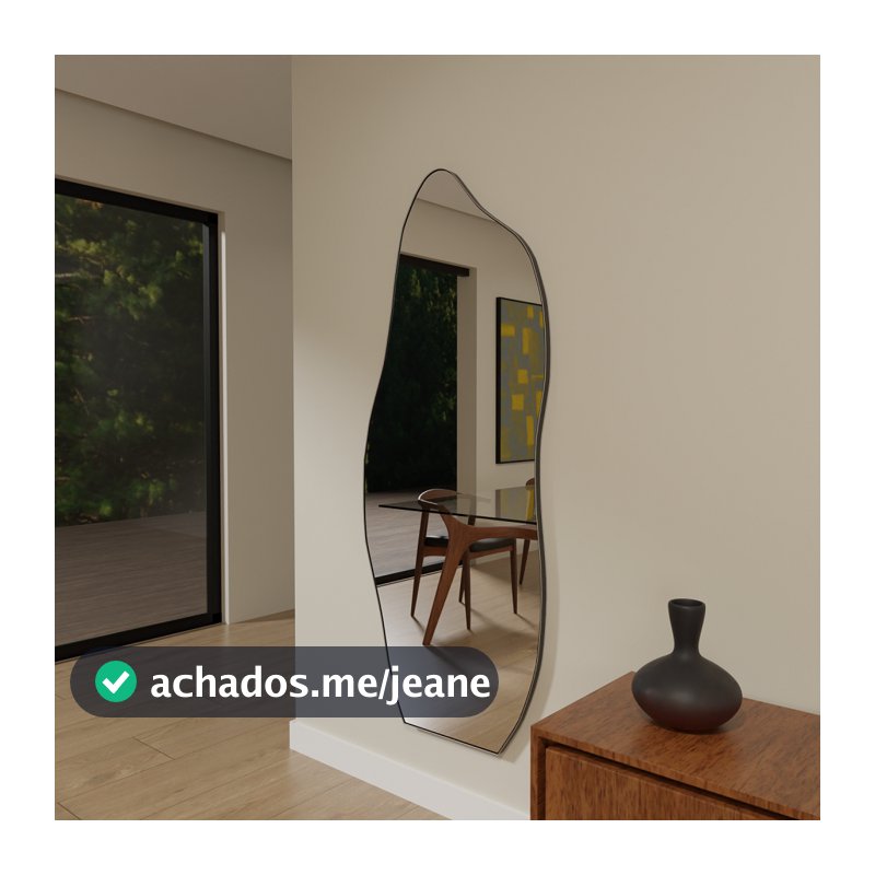 Espelho Orgânico Moldura Em Couro 150cm x 60cm 170cm x 70cm Corpo Inteiro Quarto Sala Banheiro Hall Grande Moderno Luxo