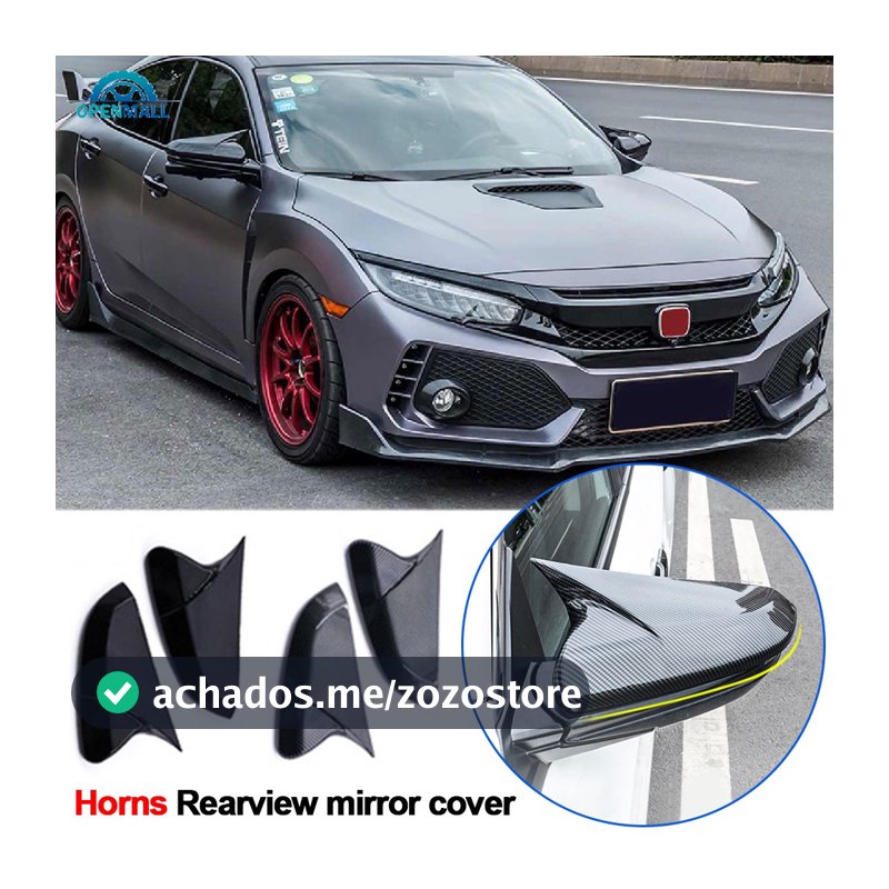 OM Par De Fibra De Carbono Estilo Retrovisor Capa De Espelho Para Honda Civic 10a 2016-2020 ABS