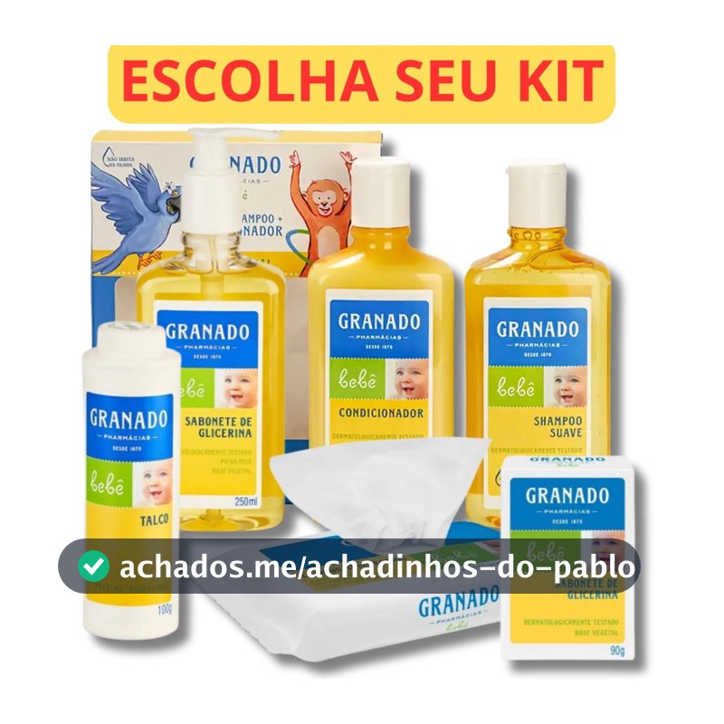 Kit Banho Granado Bebê Shampoo Condicionador Sabonete Talco Toalha Lenço Umedecido Tradicional mamãe