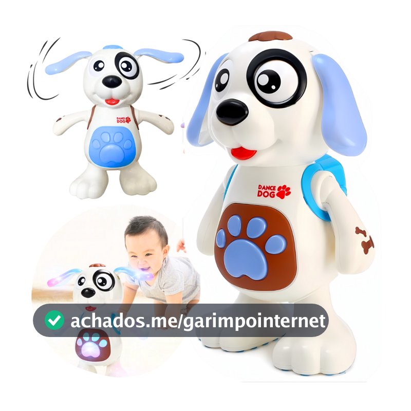 Brinquedo Cachorro Dançante Robô Mexe Movimenta Sons Luzes Musical Infantil Cachorro Pula